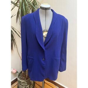 Vintage Lilli Ann Royal Blue Wool Crepe Blazer Jacket // ILGWU Made in USA